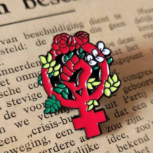 Feministischer Pin mit Blumen | Feminismus Badge | Feministisches Symbol | Blumen Pin | Kleidung Pin | Rucksack Pin | Freundschaftsgeschenk