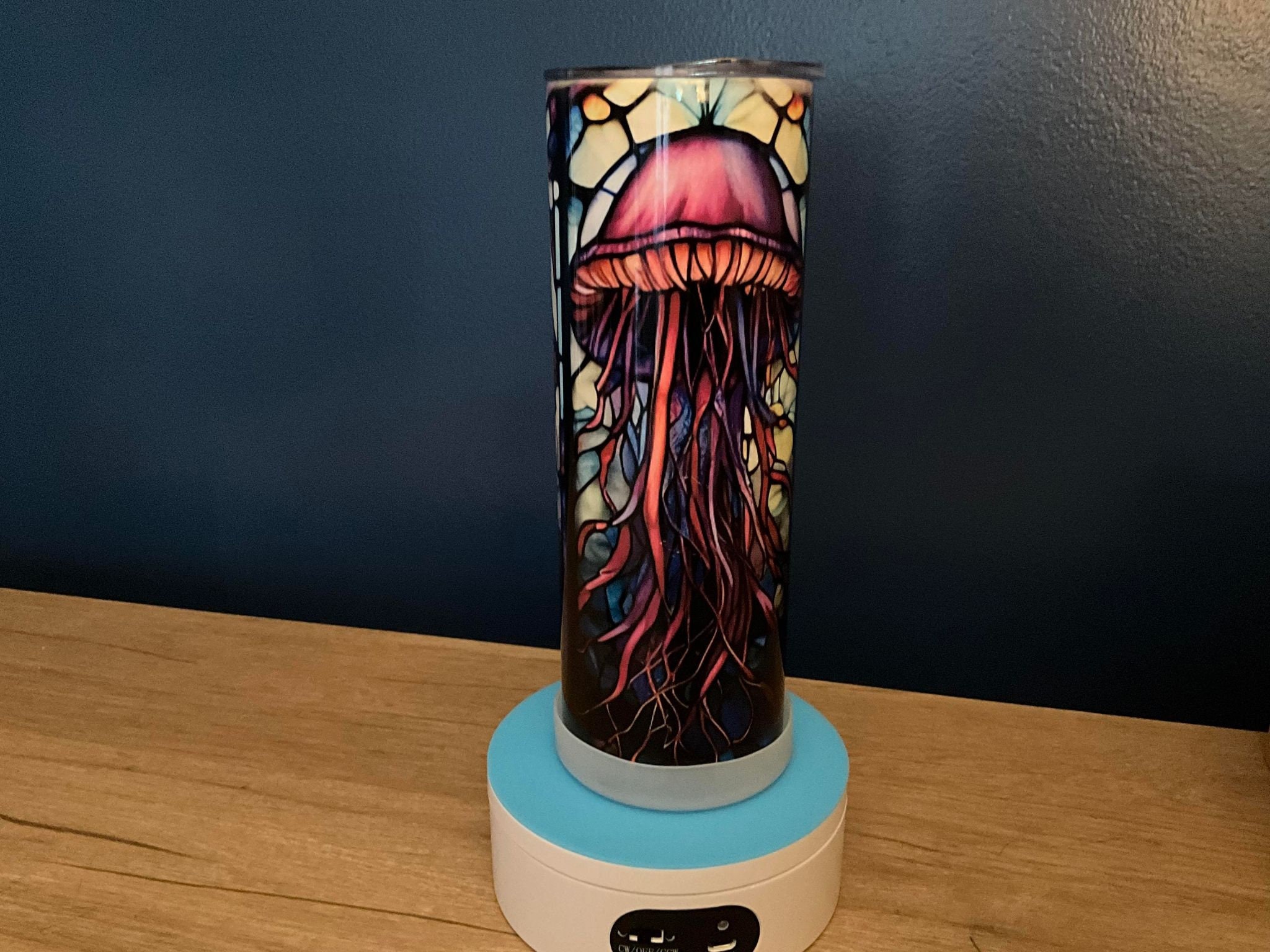 3D Jellyfish Stain Glass Tumbler 20 Oz Skinny Stainless Steel 24hrs