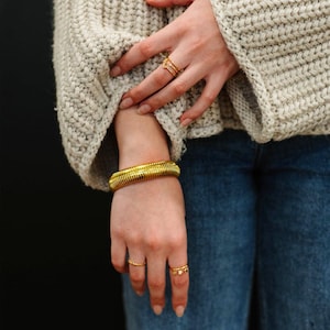 Golden Ripple Cuff: Gold Plated Bracelet