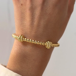 Gold Filled Open Cuff Bracelet Twist Rope Cuff Bangle Minimalist Women&#39;s Jewelry Gift