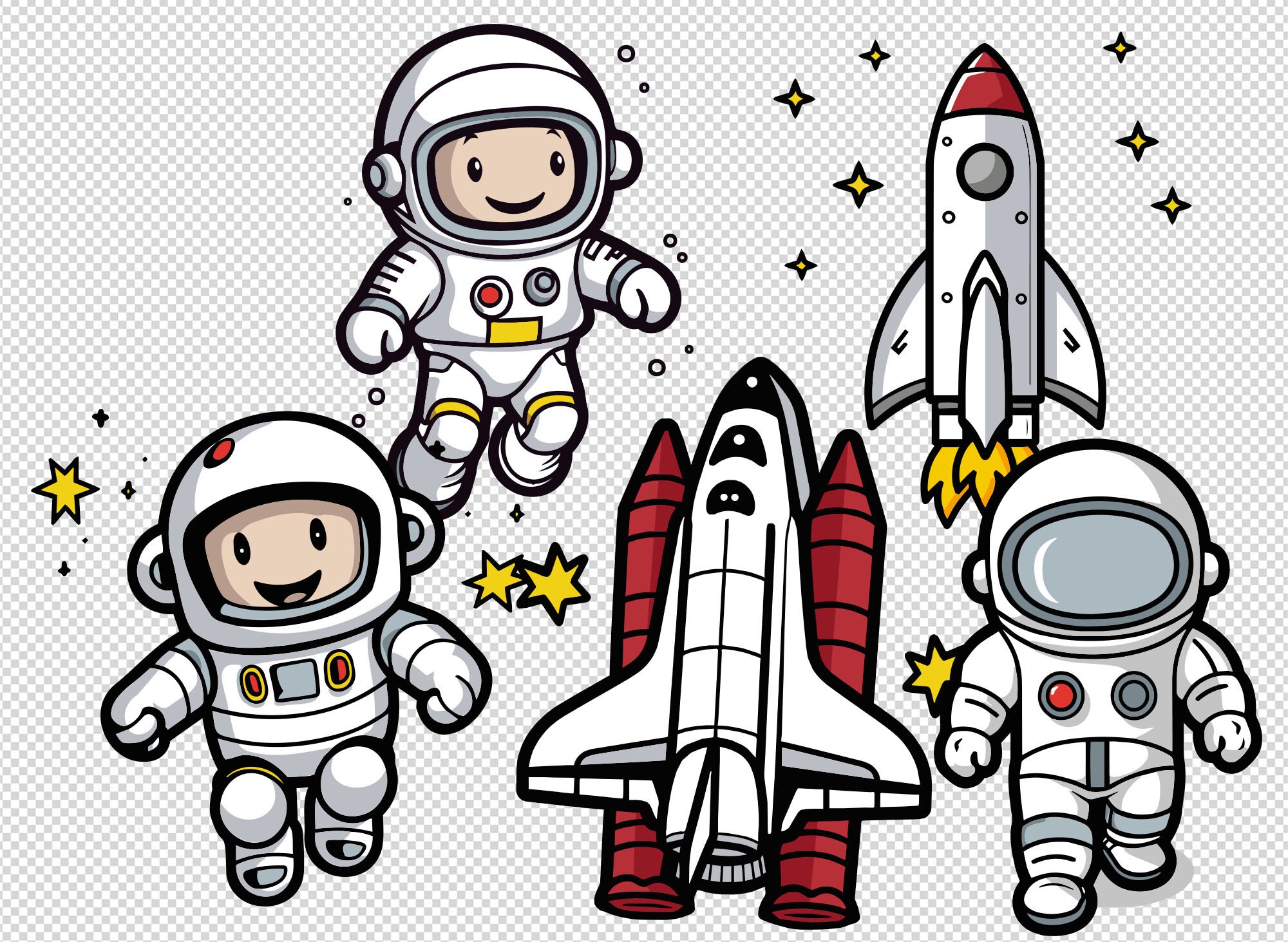 Space Rocket Svg Clipart Bundle Space Png Stickers - Etsy