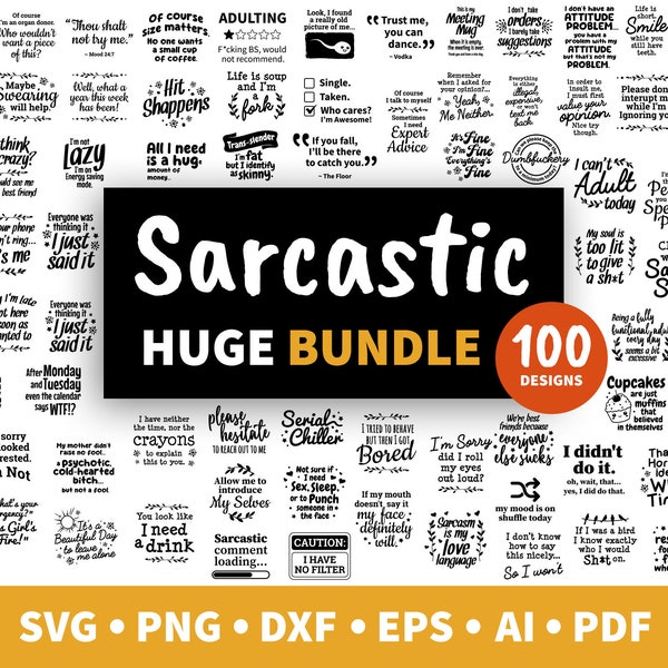 Funny svg bundle, sarcastic sublimation designs for shirts, sarcasm png files, sassy svg quote downloads, funny mug wrap, tumbler wrap