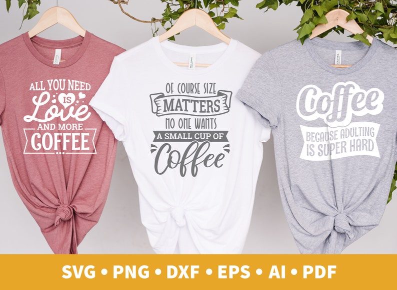 Coffee Funny SVG bundle - 60 sublimation designs ideal for tote bags, shirts, coffee cups, mugs, button badges, laptop stickers, gildan 1800 sweaters, tumbler wrap etc. Instant digital download. Also provided in PNG format.