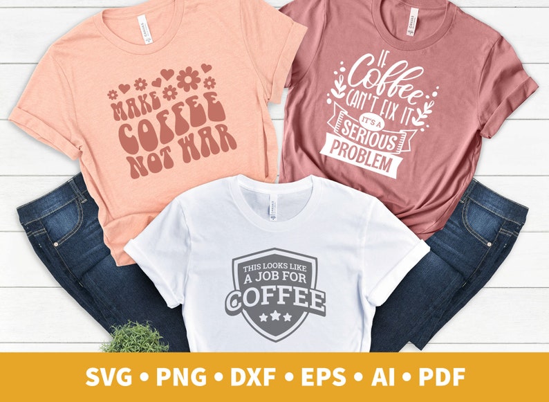 Coffee SVG bundle, funny sublimation designs ideal for tote bags, shirts, coffee cups, mugs, button badges, laptop stickers, gildan 1800 sweaters, tumbler wrap etc. Instant digital download. Also provided in PNG format.