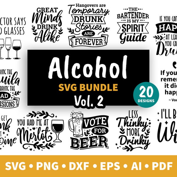 Funny alcohol svg bundle, alcohol prints, alcoholic bundle, coasters svg, drinking, tequila vodka, wine vodka, sarcastic bundle, cut file