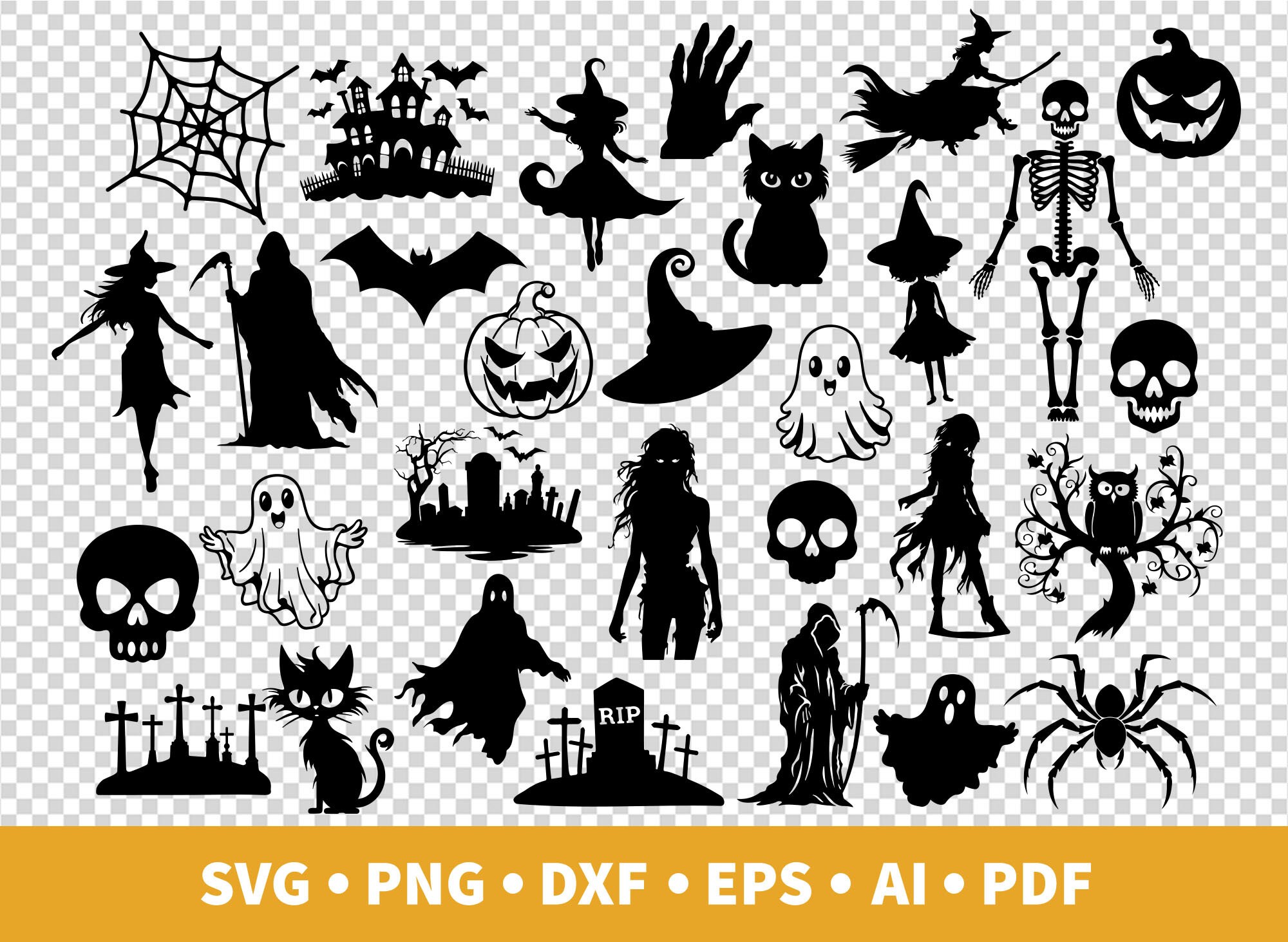 Halloween Svg Clipart Bundle Cut File Cricut Silhouette Etsy