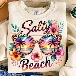 Playa Salada (Png), Diseño de Sublimación, Flores Tropicales (Png), Verano Colorido (Png), Diseño de Camiseta (Png), Descarga Digital (Png), DTF