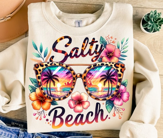Salty Beach Png, Sublimation Design, Tropical Flowers Png, Colorful Summer Png, Trendy Png, T-Shirt Design, Digital Download Png, DTF