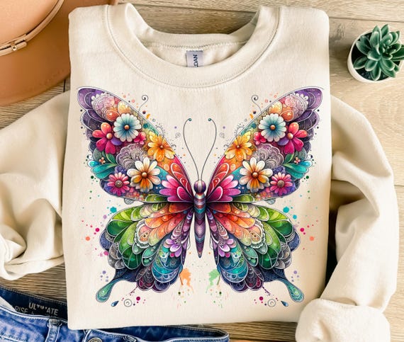 Lace Floral Butterfly Png, Sublimation Design, Colorful Flowers Png, Trendy Png, T-Shirt Design, Sweatshirt Png, Instant Download Png, DTF
