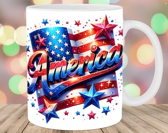 Envoltura para taza de Estados Unidos, plantilla para taza de 325 ml y 400 ml, diseño de sublimación, plantilla patriótica para taza del 4 de julio, descarga digital instantánea PNG