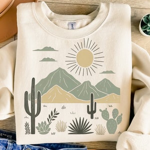 Western Desert Png, Sublimation Design, Cactus Png, Mountain Landscape Png, Retro Png, T-Shirt Design, Instant Digital Download Png, DTF