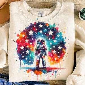 Astronaut Png, Sublimation Design, Colorful Stars Clipart, Astronaut Digital Image, Space Png, T-Shirt Design, Instant Digital Download Png