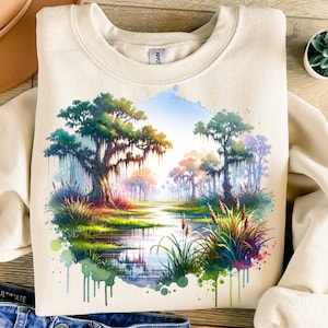 Bayou Landscape Png, Sublimation Design, Swamp Png, Southern Bayou Png, Born On The Bayou Png, T-Shirt Design, Instant Download Png, DTF