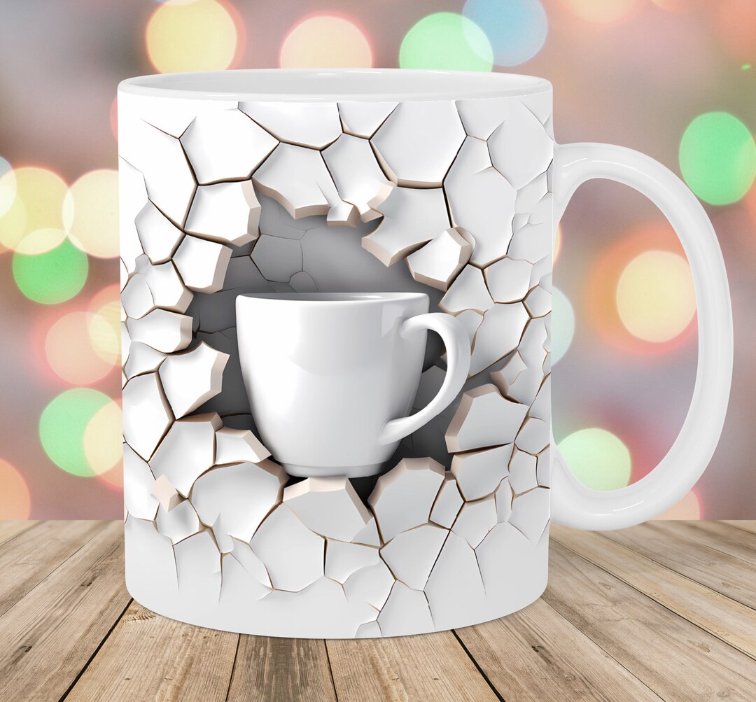3D Cup Hole in A Wall Mug Wrap, 11oz & 15oz Mug Template, Mug ...