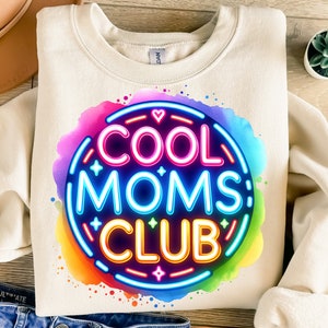 Cool Moms Club Png, Sublimation Design, Colorful Neon Png, Best Mom Png, Trendy Png, T-Shirt Design, Instant Digital Download Png, DTF