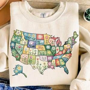 Amerika USA Karte Png, Sublimationsdesign, Blumen Png, Vaterländischer Png, 4. Juli Png, Retro Png, T-Shirt-Design, Sofortiger Download Png, DTF