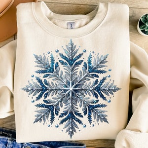 Silver Blue Glitter Snowflake Png, Sublimation Design, Christmas Png, Winter Png, T-Shirt Design, Sweatshirt Png, Digital Download Png, DTF