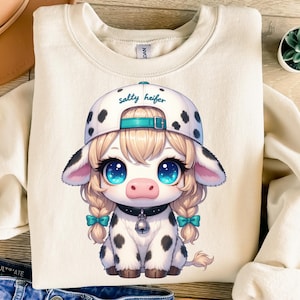 Funny Salty Heifer Cow Png, Sublimation Design, Western Country Cow Png, Moody Cow Png, Farm Animal Shirt Design, Instant Download Png