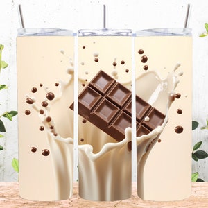 3D Chocolate Milk 20 oz Skinny Tumbler Sublimation Design, Straight And Tapered Tumbler Wrap, Instant Digital Download PNG