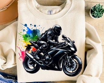 Svart motorcykel png, sublimeringsdesign, motorcykel png, biker png, färgglad png, t-shirtdesign, tröja png, direktnedladdning png, DTF