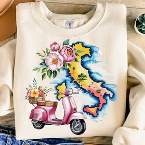 Italien Karte Png, Sublimationsdesign, Blumen Png, Urlaub Png, Urlaub Png, Italien Reise Png, T-Shirt-Design, sofortiger digitaler Download Png, DTF