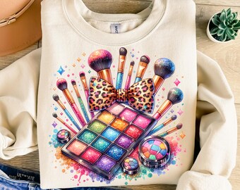 Makeup Brushes Png, Sublimation Design, Leopard Bow Png, Coquette Bow Png, Makeup Artist Png, T-Shirt Design, Digital Download Png, DTF