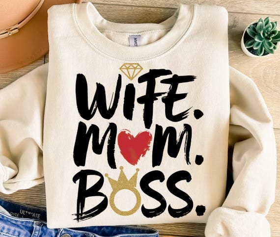 Wife Mom Boss Png, Sublimation Design, Red Heart Png, Spouse Png, Mom Mode Png, Trendy Png, T-Shirt Design, Instant Download Png, DTF