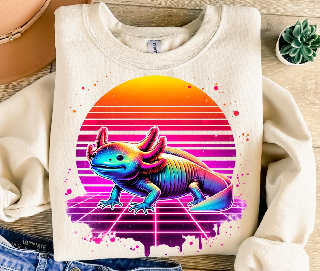 Colorful Neon Axolotl Png, Sublimation Design, 80's Png, Retro Png ...