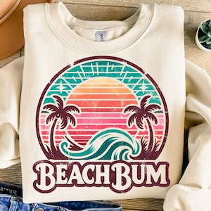 Beach Bum Png, Sublimation Design, Summer Png, Ocean Png, Tropical Sublimation, Retro Png, T-Shirt Design, Instant Digital Download Png, DTF