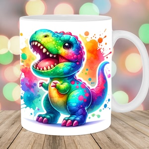 Baby T-Rex Dinosaur Mug Wrap, 11oz And 15oz Mug Template, Mug Sublimation Design, Kids Mug Wrap Template, Instant Digital Download PNG