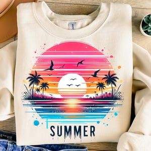 Summer Png, Sublimation Design, Tropical Beach Png, Ocean Sunset Png, Palm Tree Png, Retro Png, T-Shirt Design, Digital Download Png, DTF