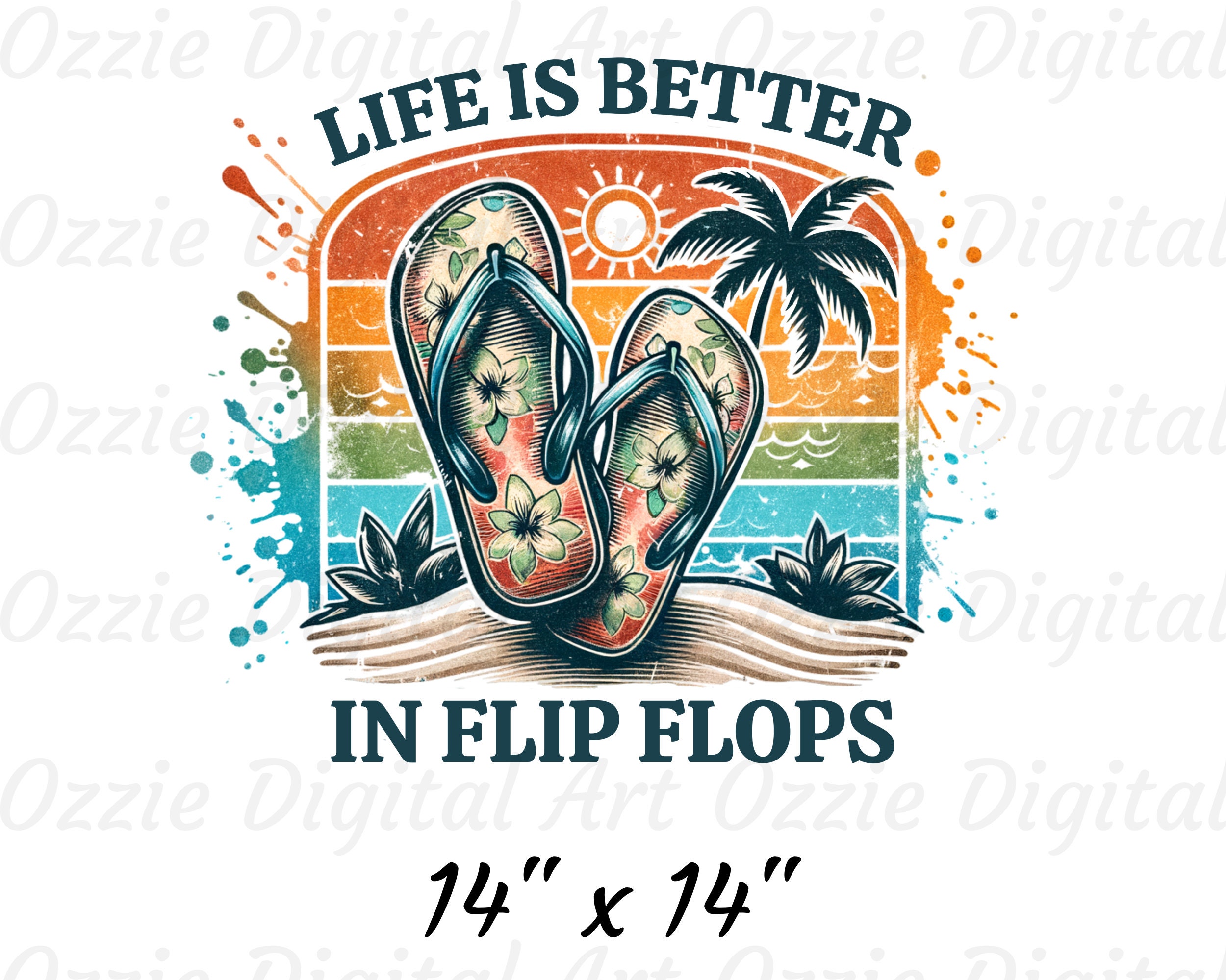 Life is Better in Flip Flops Retro Beach Shirt PNG for Sublimation - Etsy