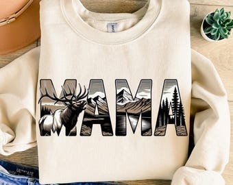Mama Png, Sublimation Design, Moose Png, Forest Lake Png, Mom Png, Hiking Png, Camping Png, T-Shirt Design, Instant Download Png, DTF