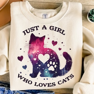 猫が大好きな女の子 PNG、昇華デザイン、猫好き PNG、子猫 PNG、ハート PNG、T シャツ デザイン、インスタント デジタル ダウンロード PNG、DTF