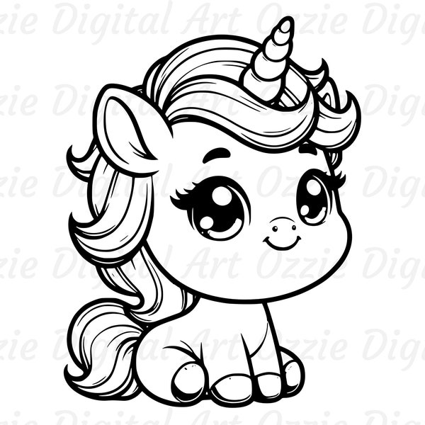 Baby Unicorn Svg & Png, Unicorn Clipart, Cute Unicorn Vector Image, Unicorn Silhouette, Kids Svg, Sublimation Design, Unicorn Cut File