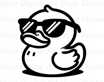 Duck With Sunglasses Svg & Png, Rubber Duck Clipart, Duck Vector Image, Bath Duck Silhouette, Sublimation Design, Duck Cut File