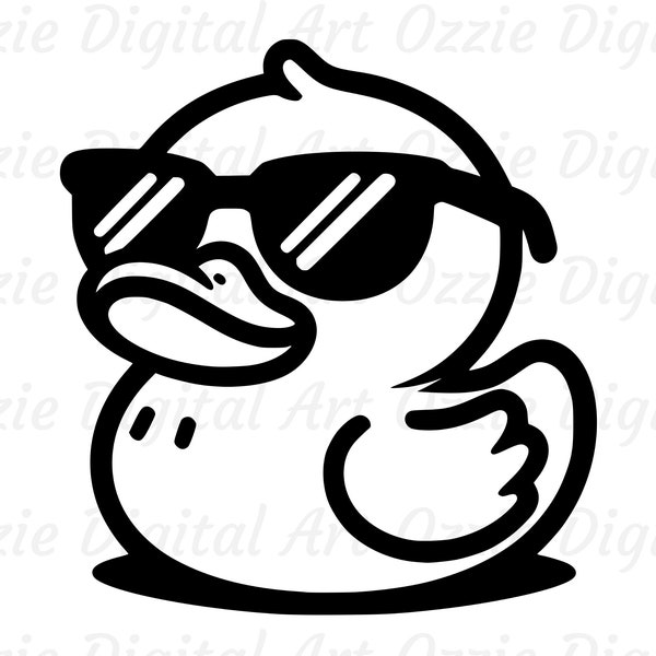 Duck With Sunglasses Svg & Png, Rubber Duck Clipart, Duck Vector Image, Bath Duck Silhouette, Sublimation Design, Duck Cut File