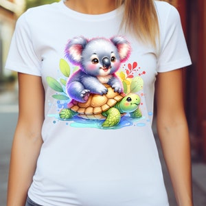 Koala Riding Tortoise Cute Koala Png, Sublimation Design, Summer Png, Turtle Sublimation ...