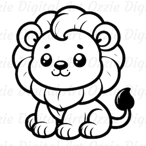 Baby Lion Svg & Png, Lion Clipart, Cute Lion Vector Image, Lion Silhouette, Kids Svg, Sublimation Design, Lion Cut File