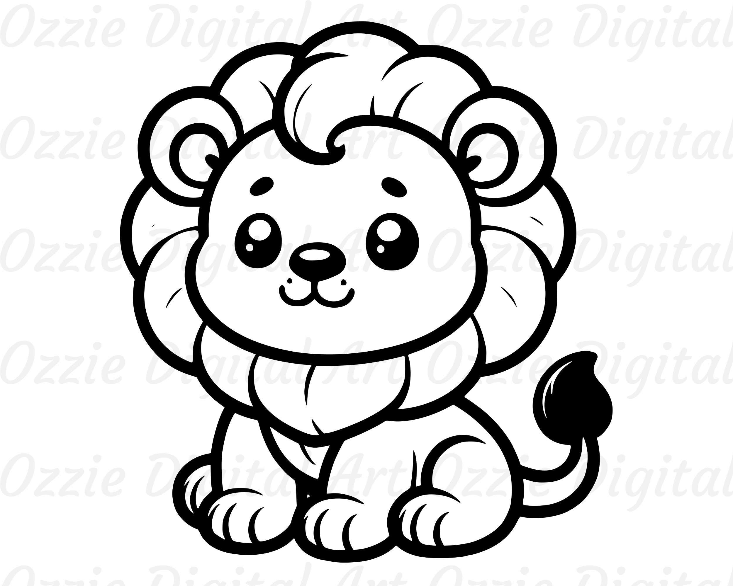 Baby Lion Svg \u0026 Png, Lion Clipart, Cute Lion Vector Image, Lion Silhouette,  Kids Svg, Sublimation Design, Lion Cut File - Etsy, image size:2500x2000