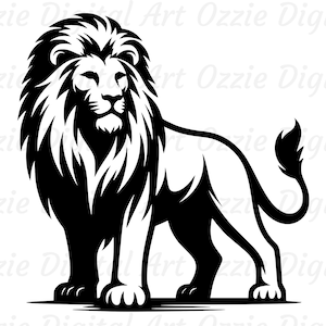 Lion Svg & Png, Lion Clipart, Lion Vector Image, Lion Silhouette, Wild Animal Svg, Sublimation Design, African Lion Cut File
