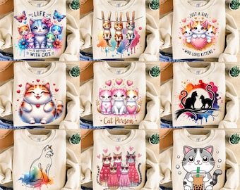 10 Cat Designs Bundle Png, Sublimation Design, Cat Person Png, Life Is Better With Cats Png, Kitten Png, T-Shirt Png, Digital Download Png
