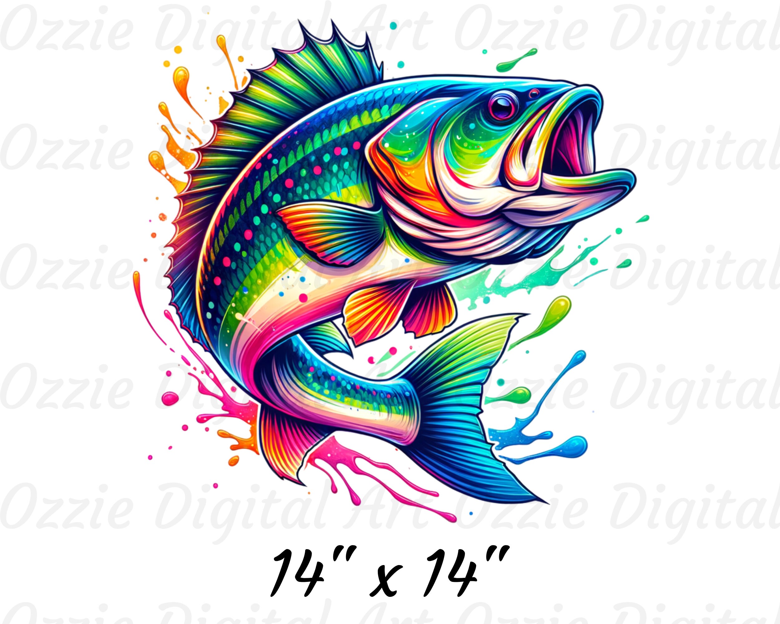 Colorful Neon Largemouth Bass Png, Sublimation Design, Fishing Png ...