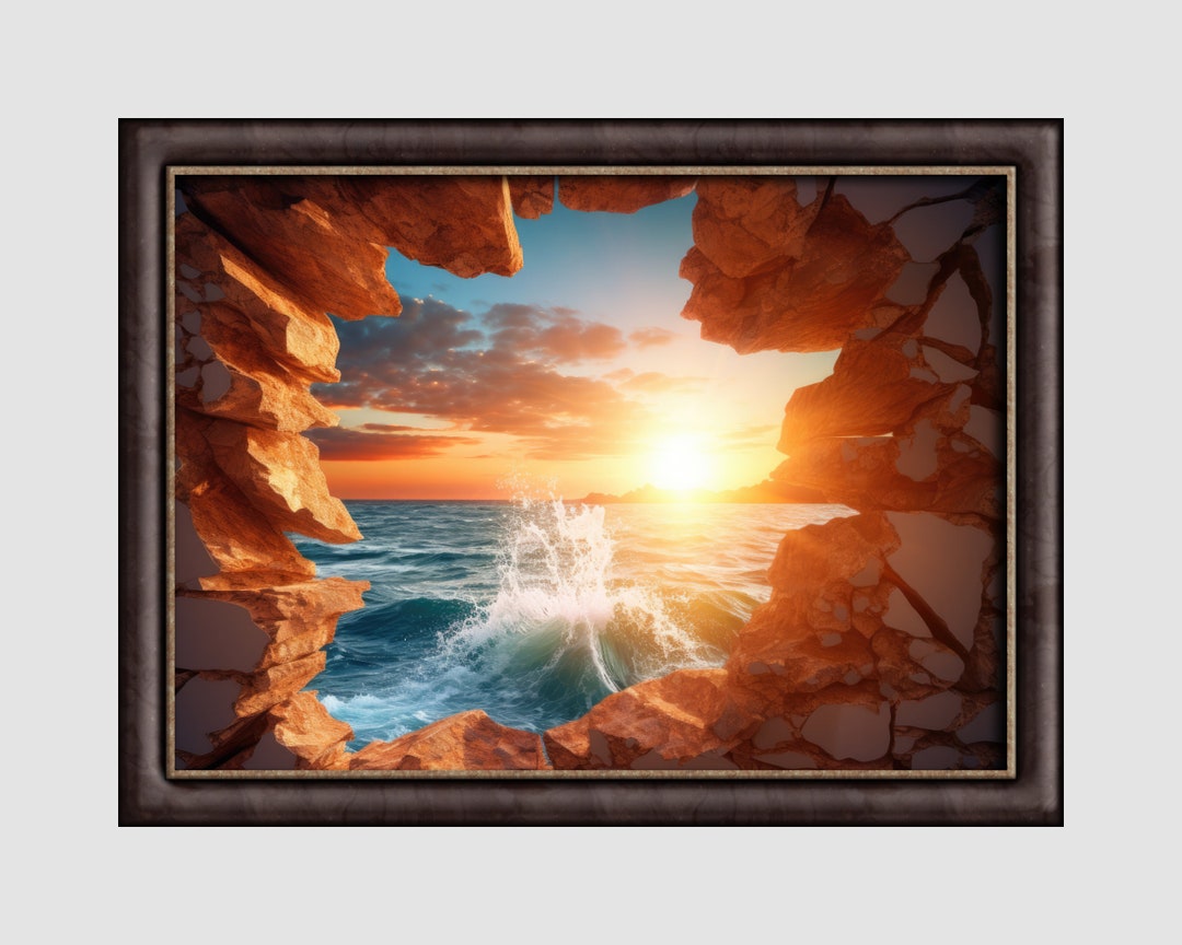 Printable 3D Hole In A Wall Ocean Sunset Ocean Landscape Print 3D printable-3d-hole-in-a-wall-ocean-sunset-ocean-landscape-print-3d