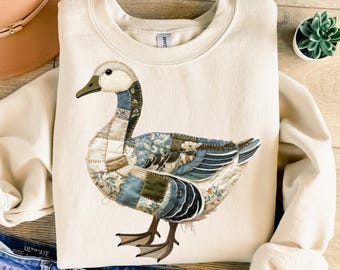 Patchwork Gans Png, Sublimationsdesign, Bauernhof Vogel Png, Blumengans Png, Retro Png, T-Shirt-Design, sofortiger digitaler Download Png, DTF