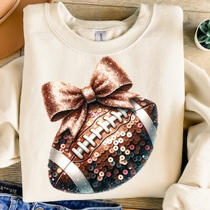 Coquette Football Png, Sublimation Design, Sequin Glitter Png, Football Ball Png, Game Day Png, T-Shirt Design, Digital Download Png, DTF