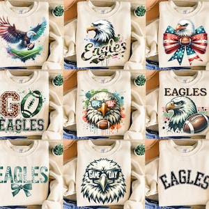 10 Eagles Designs Bundle Png, Sublimation Design, Game Day Png, Mascot Png, Sport Png, Football Png, Eagles Shirt Design, School Team Png