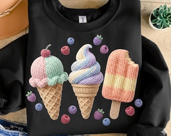 Latch Hook Yarn Ice-Cream Png, Sublimation Design, Knitted Crochet Summer Png, Berry Png, T-Shirt Design, Instant Digital Download Png, DTF