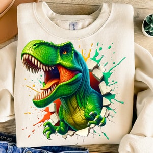 3D Dinosaur Png, Sublimation Design, Kids Png, T-Rex Png, Colorful Design, 3d Hole Png, T-Shirt Design, Instant Digital Download Png, DTF