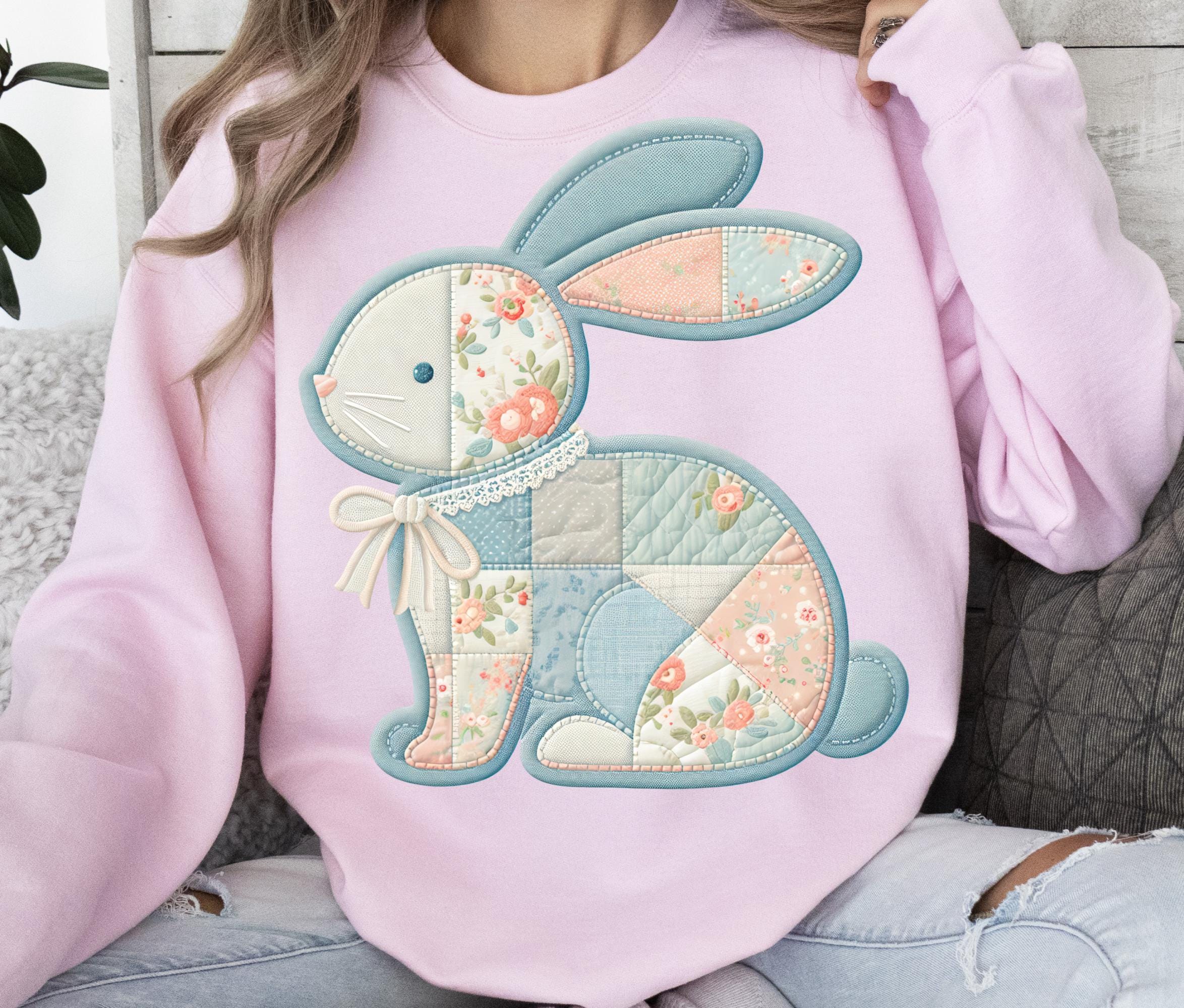 Patchwork Rabbit Png, Sublimation Design, Floral Bunny Rabbit Png ...